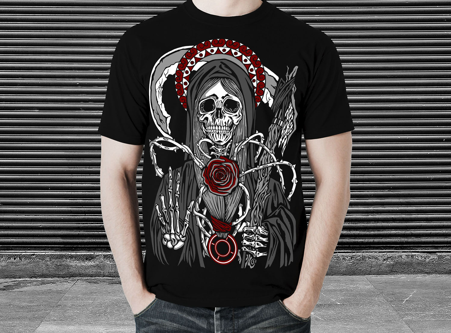 diseño-de-ilustracion-para-camiseta-bondye-santa-muerte
