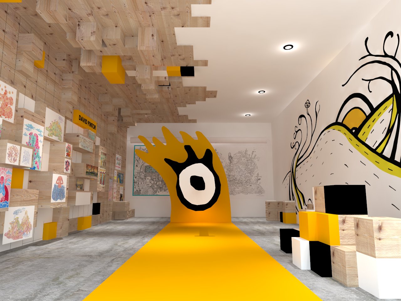 Diseño de interior de local para la AGPI - Roottengraphic